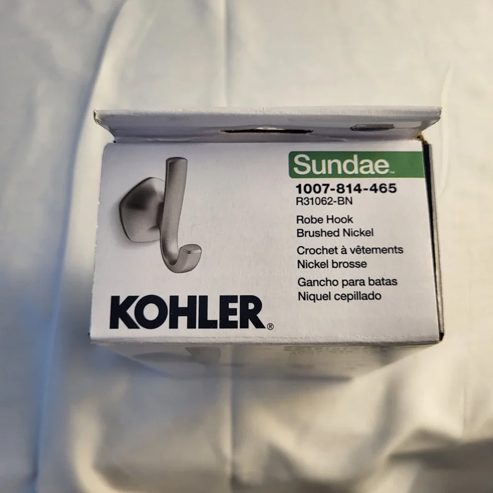 NEW KOHLER Sundae J-Shaped Robe Hook in Vibrant Brushed Nickel R31062-BN
